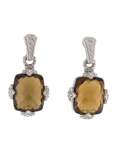 Pre-owned Judith Ripka Citrine & Cubic Zirconia Drop Earrings In Multi