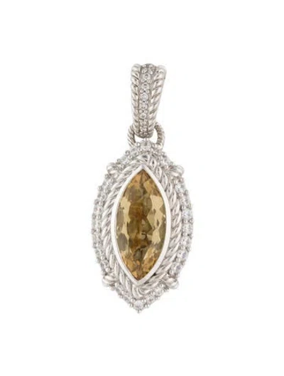 Pre-owned Judith Ripka Citrine & Cubic Zirconia Pendant In Multi