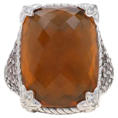 Pre-owned Judith Ripka Citrine & Cubic Zirconia Ring - Sterling 925 Rectangular Cushion In Multi