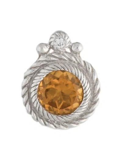 Pre-owned Judith Ripka Citrine & Cubic Zirconia Single Stud Earring In Multicolor