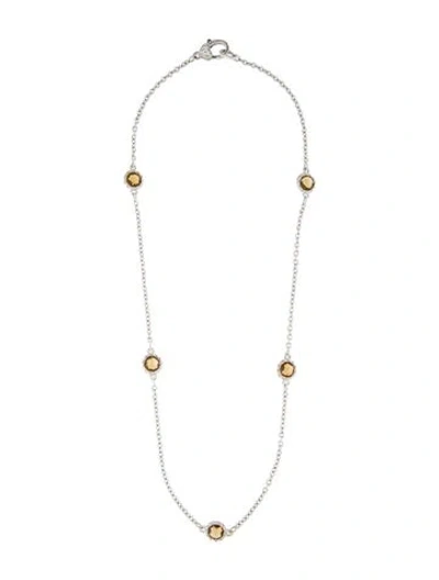 Pre-owned Judith Ripka Citrine & Cubic Zirconia Station Necklace, 18" In Multi