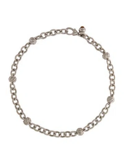 Pre-owned Judith Ripka Citrine & Cz Circle Link Station Necklace, 17.5" In Multi