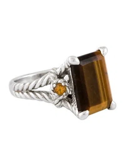 Pre-owned Judith Ripka Citrine & Quartz Cocktail Ring In Multi