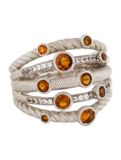 Pre-owned Judith Ripka Citrine & Topaz 5-band Ring In Multi