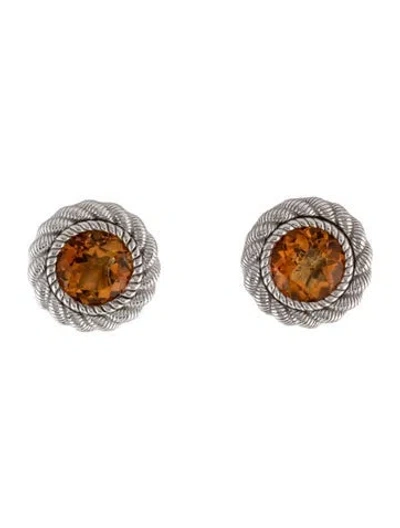 Pre-owned Judith Ripka Citrine Stud Interchangeable Jacket Earring In Multicolor