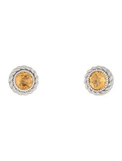 Pre-owned Judith Ripka Citrine Stud Interchangeable Jacket Earrings In Multicolor