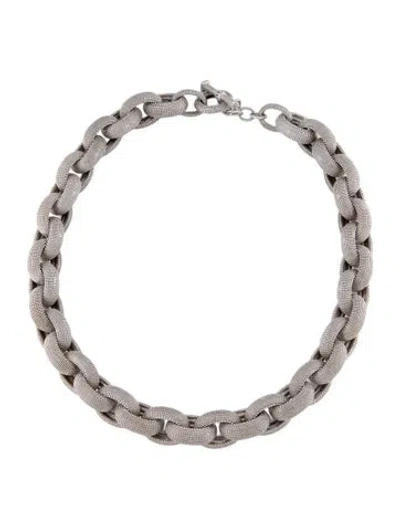 Pre-owned Judith Ripka Citrine Textured Link Necklace, 18.5" In Multi