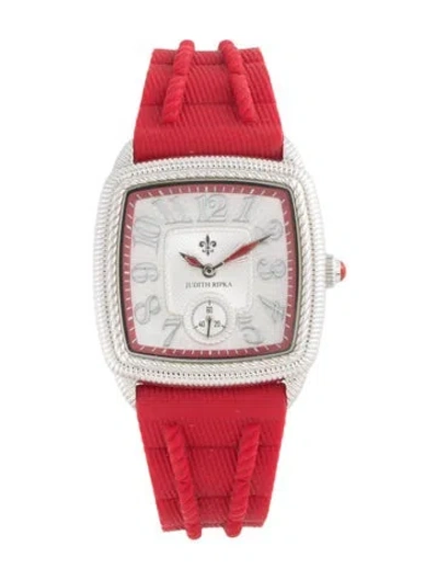 Pre-owned Judith Ripka Coral Watch In Multicolor
