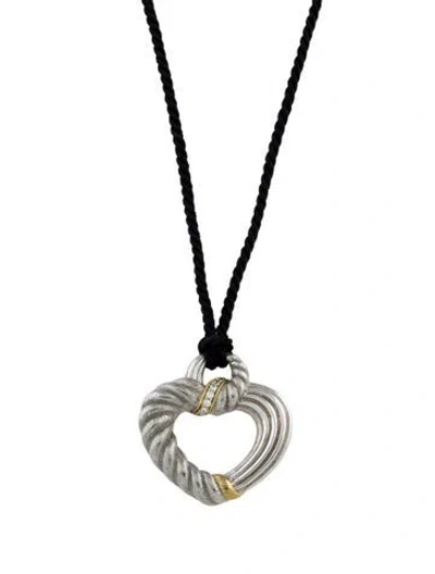 Pre-owned Judith Ripka Cubic Zirconia Adjustable Cord Heart Pendant Necklace, 35" In Multicolor