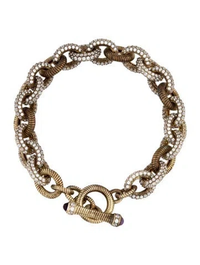 Pre-owned Judith Ripka Cubic Zirconia & Amethyst Link Bracelet, 6" In Multicolor