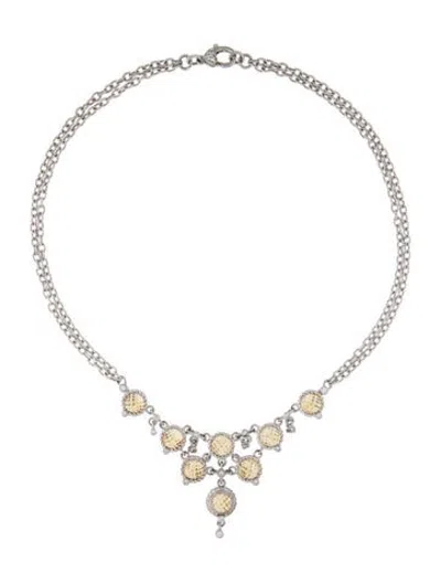 Pre-owned Judith Ripka Cubic Zirconia & Citrine Collar Necklace, 18" In Multicolor