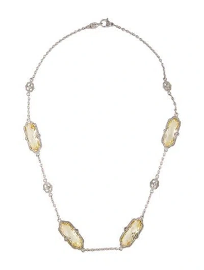 Pre-owned Judith Ripka Cubic Zirconia & Colorless Sapphire Station Necklace, 17" In Multi