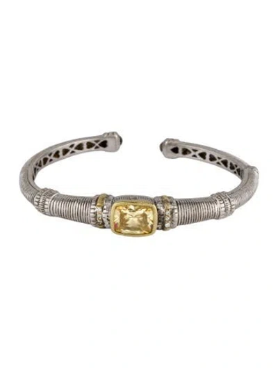 Pre-owned Judith Ripka Cubic Zirconia & Diamond Bracelet, 6.25" In Yellow