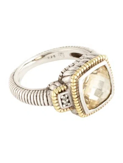 Pre-owned Judith Ripka Cubic Zirconia & Diamond Cocktail Ring In Multicolor