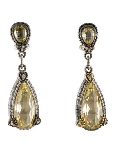 Pre-owned Judith Ripka Cubic Zirconia & Diamond Drop Earrings In Multi