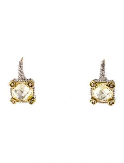 Pre-owned Judith Ripka Cubic Zirconia & Diamond Drop Earrings In Multi