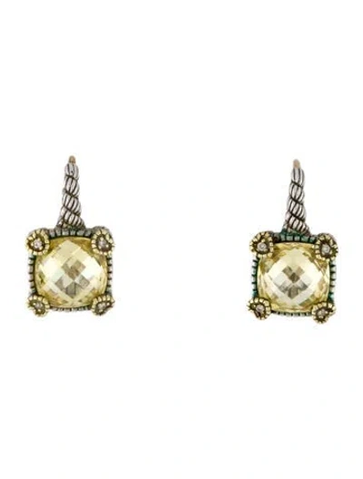 Pre-owned Judith Ripka Cubic Zirconia & Diamond Drop Earrings In Multicolor