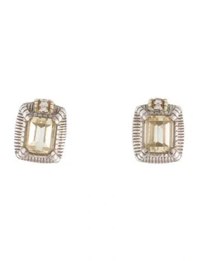 Pre-owned Judith Ripka Cubic Zirconia & Diamond Earclip Earrings In Multicolor