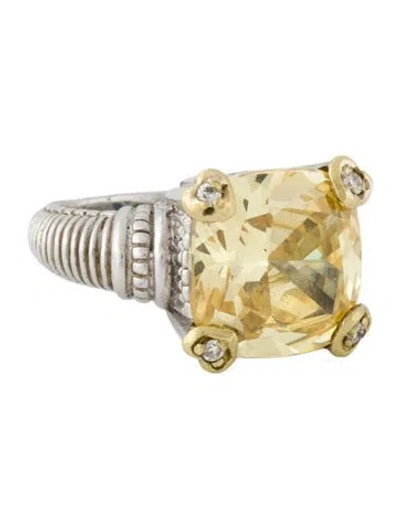 Pre-owned Judith Ripka Cubic Zirconia & Diamond Fontaine Ring In Multi