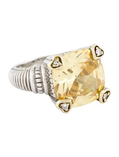 Pre-owned Judith Ripka Cubic Zirconia & Diamond Fontaine Ring In Multicolor