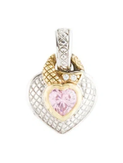 Pre-owned Judith Ripka Cubic Zirconia & Diamond Heart Pendant Necklace, 31" In Multi