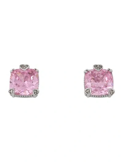 Pre-owned Judith Ripka Cubic Zirconia & Diamond Stud Earrings In Multicolor