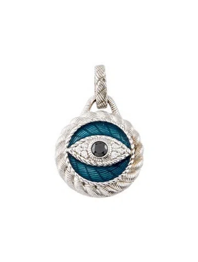 Pre-owned Judith Ripka Cubic Zirconia & Enamel Evil Eye Pendant