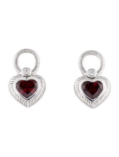 Pre-owned Judith Ripka Cubic Zirconia & Garnet Earring Enhancers In Multi