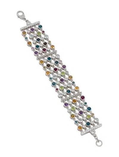Pre-owned Judith Ripka Cubic Zirconia & Multicolor Multistrand Bracelet