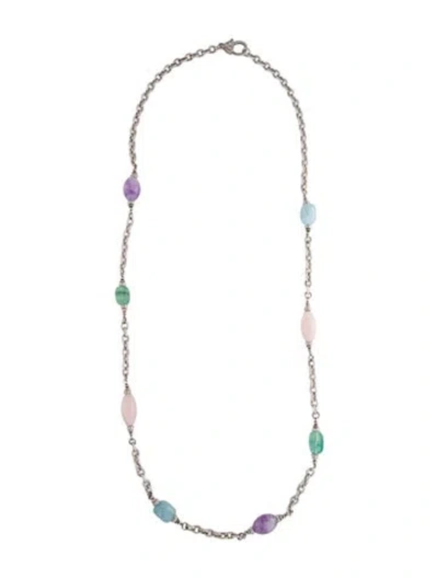 Pre-owned Judith Ripka Cubic Zirconia & Multistone Station Necklace, 36"