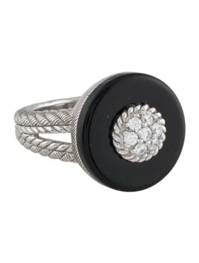 Pre-owned Judith Ripka Cubic Zirconia & Onyx Cocktail Ring In Multi