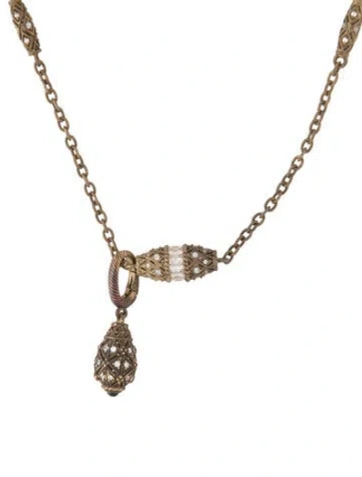 Pre-owned Judith Ripka Cubic Zirconia & Onyx Pendant Station Necklace, 18" In Multicolor