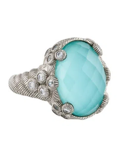 Pre-owned Judith Ripka Cubic Zirconia & Quartz Doublet Cocktail Ring In Multi