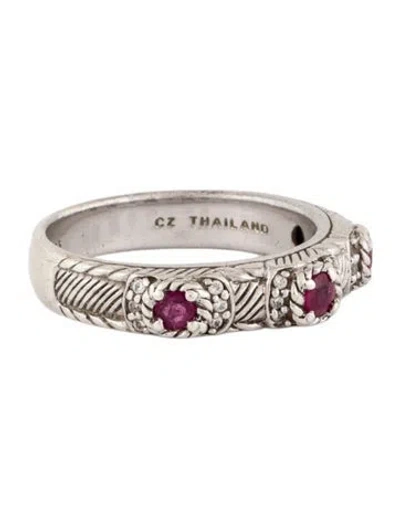 Pre-owned Judith Ripka Cubic Zirconia & Ruby Band Ring In Multi