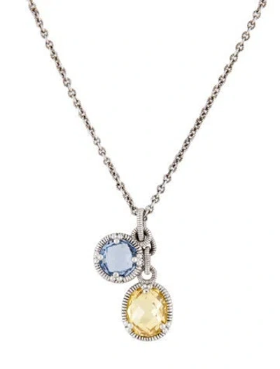 Pre-owned Judith Ripka Cubic Zirconia & Synthetic Quartz Pendant Necklace, 17" In Multi