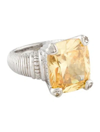 Pre-owned Judith Ripka Cubic Zirconia & Topaz Cocktail Ring In Yellow