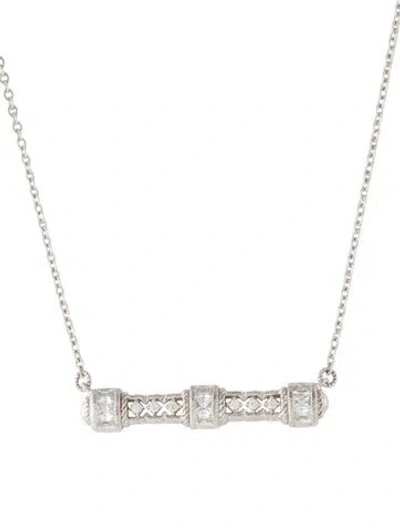 Pre-owned Judith Ripka Cubic Zirconia Bar Pendant Necklace, 20" In Transparent