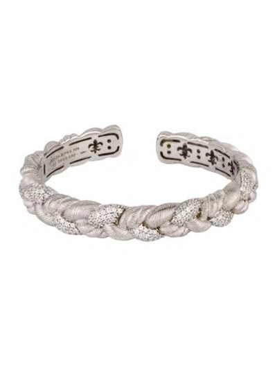 Pre-owned Judith Ripka Cubic Zirconia Braided Cuff Bracelet, 6.75" In Multicolor