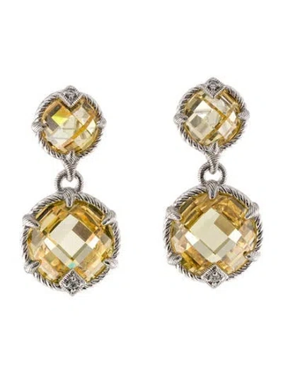 Pre-owned Judith Ripka Cubic Zirconia 'canary Crystal' Drop Earrings In Multi