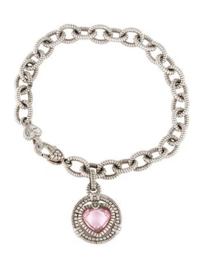 Pre-owned Judith Ripka Cubic Zirconia Charm Bracelet, 6.75" In Multi
