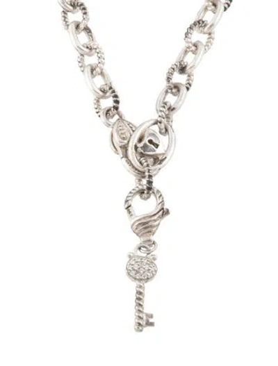 Pre-owned Judith Ripka Cubic Zirconia Charm Necklace, 18" In Multicolor
