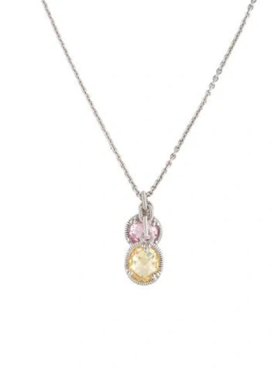 Pre-owned Judith Ripka Cubic Zirconia Charm Pendant Necklace, 17" In Multicolor