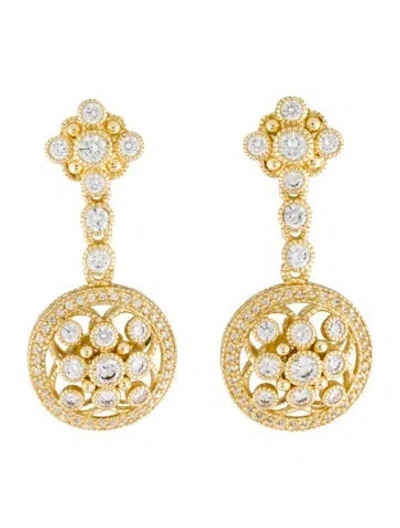 Pre-owned Judith Ripka Cubic Zirconia Circle Drop Earrings In Multicolor