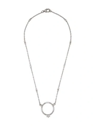 Pre-owned Judith Ripka Cubic Zirconia Circle Station Pendant Necklace, 20" In Multicolor