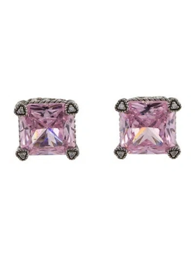 Pre-owned Judith Ripka Cubic Zirconia Clip On Earrings In Pink