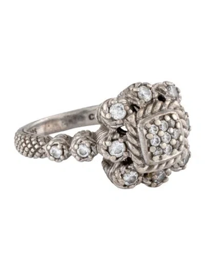 Pre-owned Judith Ripka Cubic Zirconia Cluster Cocktail Ring In Multicolor