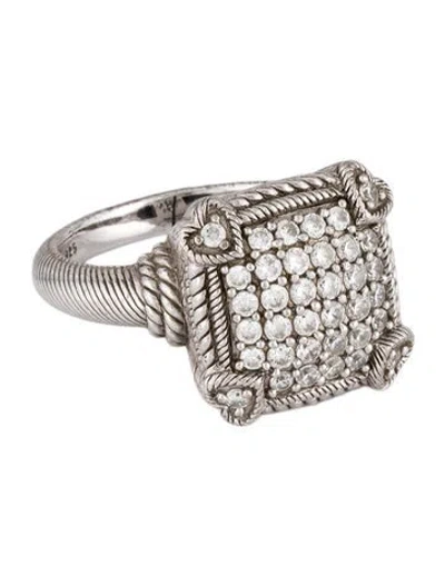 Pre-owned Judith Ripka Cubic Zirconia Cluster Cocktail Ring In Multicolor