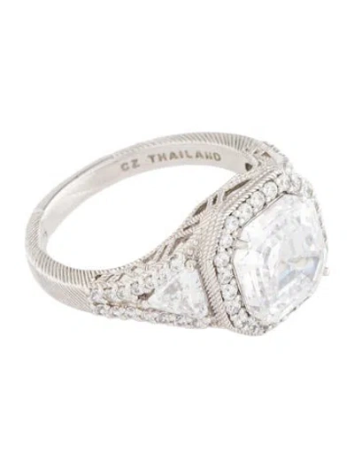 Pre-owned Judith Ripka Cubic Zirconia Cocktail Ring In Transparent