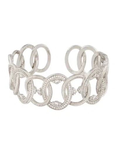 Pre-owned Judith Ripka Cubic Zirconia Cuff Bracelet, 6.75" In Multi