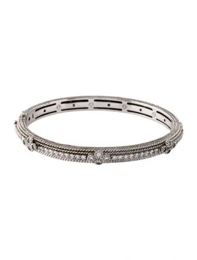Pre-owned Judith Ripka Cubic Zirconia Cuff Bracelet, 7" In Multi